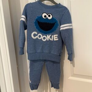 Little Sleepies Sesame Street Cookie Monster Play Sweatsuit set 3T